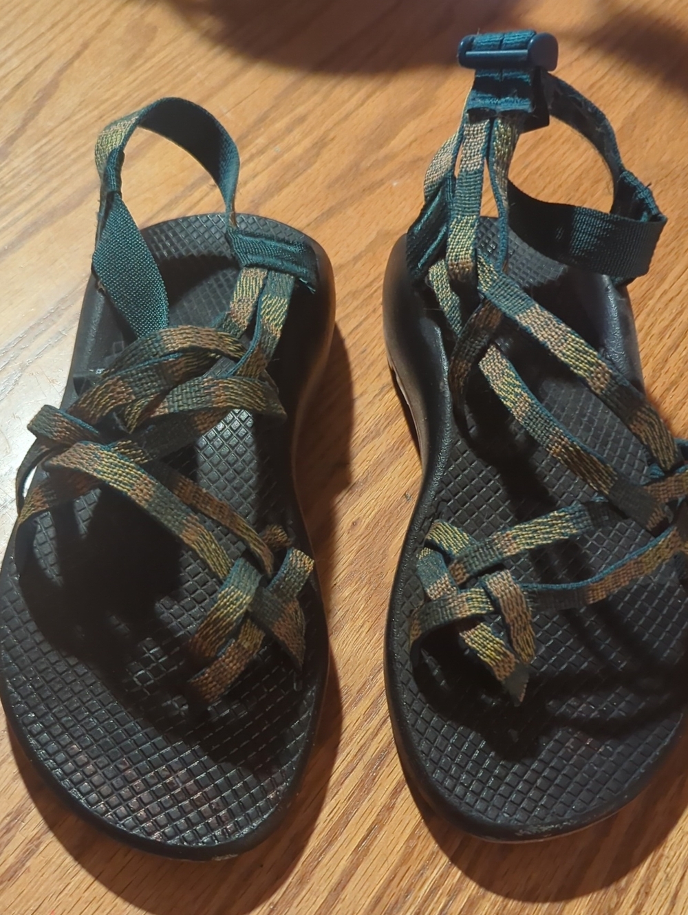 Chacos Outdoor Strappy Sport Sandals - Black with Olive/Brown Straps